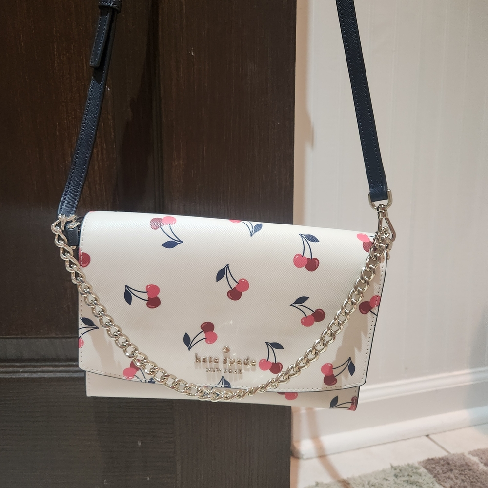 Kate Spade White Cherry Print Crossbody Bag